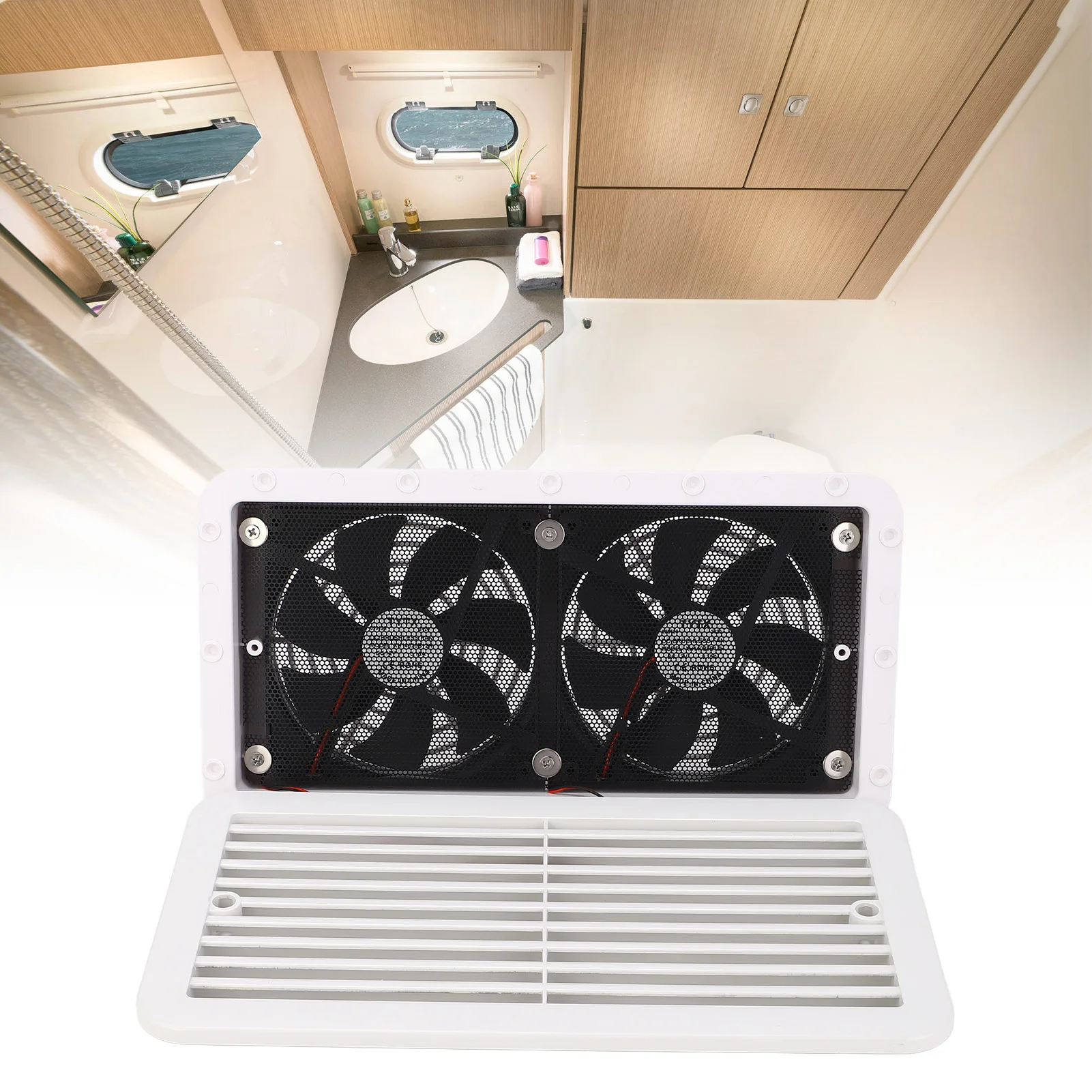 

350X186 мм боковой вентилятор для автодома, 12 В постоянного тока, 4,8 Вт, двойной вентилятор для автофургона, прицепа, каравана