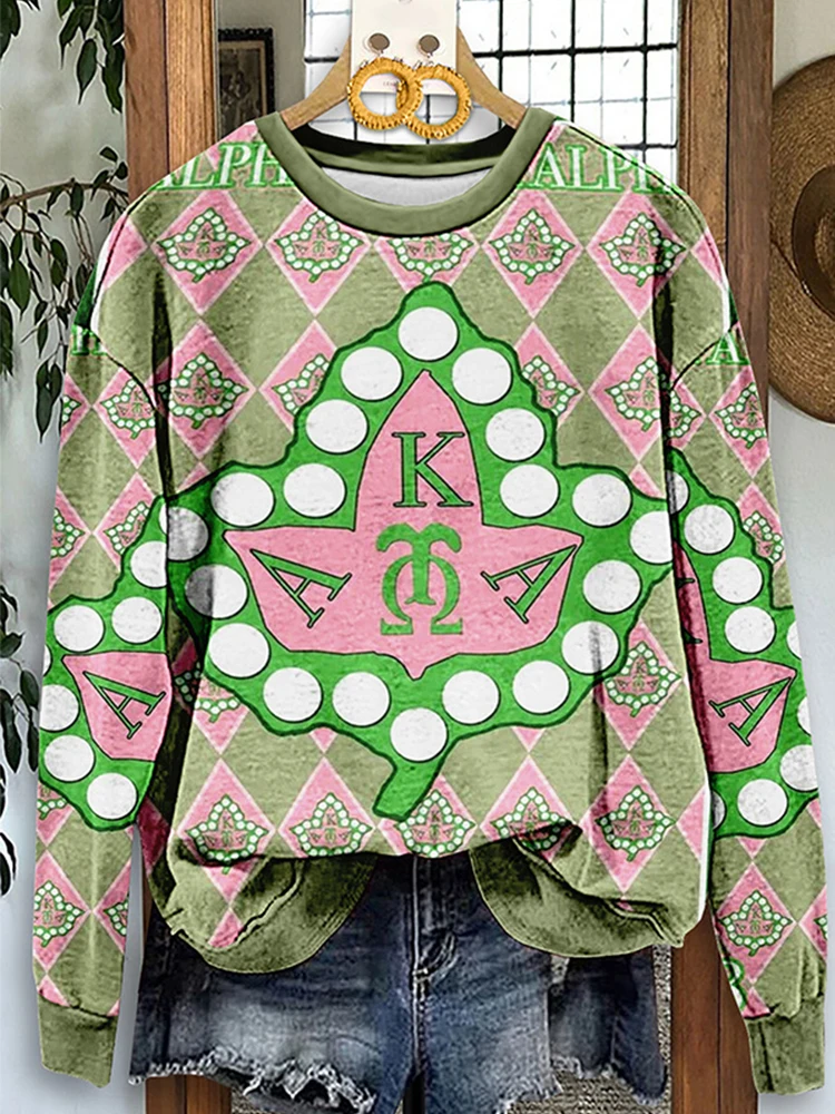 Vintage Alpha Kappa Alpha Sorority Print Sweatshirt