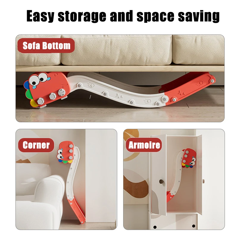 Zjeżdżalnia dla dzieci do wnętrz, plastikowa zabawka dla maluchów, plac zabaw do domu i przedszkola, dom z zjeżdżalnią, łóżko, sofa, schody, zabawka.