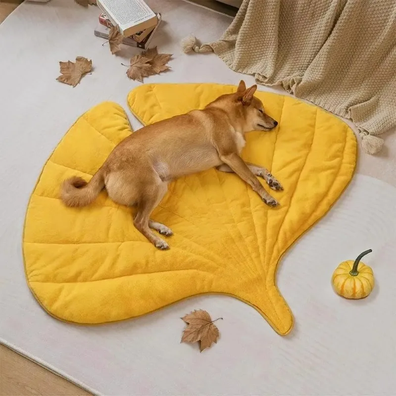 

For Winter Solid Modern Pure Cotton Thickened Leaf Shaped Pet Mat for Cats and Dogs