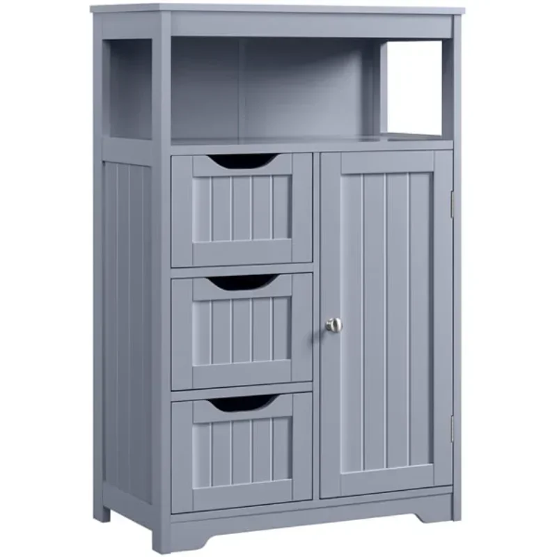 

Wooden Floor Storage Cabinet for Bathroom, 22"L*12"W *34"H, Gray storage cabinet