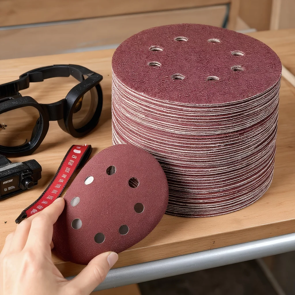 

5-Inch 80 Grit Aluminum Oxide Sanding Discs - 8-Hole Hook & Loop Red Velvet Sandpaper for Metal Wood Polishing