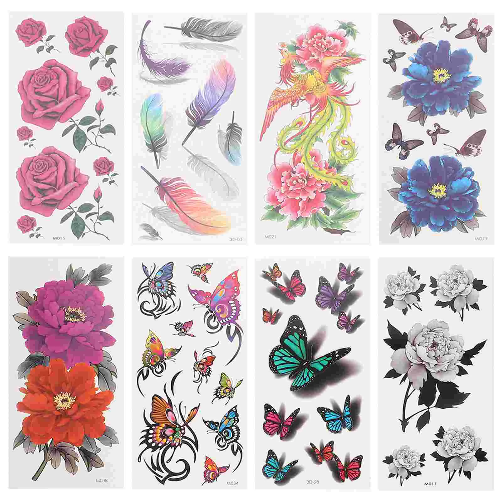 

8 Sheets Temporary Tattoos for Adults Stickers Temperary Flower Waterproof Cartoon