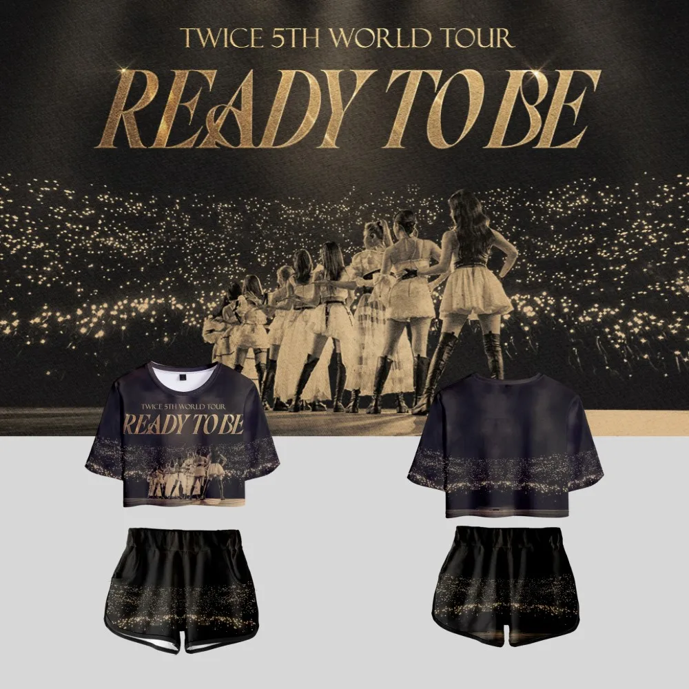 

KPOP TWICE 5TH Ready To Be World Tour 3D Print Tracksuit Women Two Piece Set Tops and Shorts Suits Female Outfit