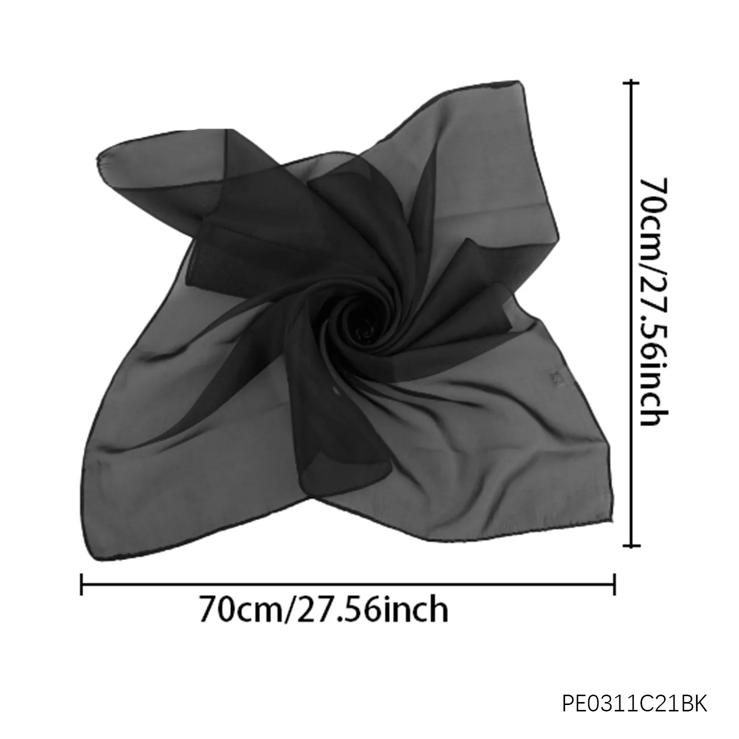 PESENARs klassischer schwarzer Seidenschal mit 1950er-Jahre-Charakter, Kostümparty, Karneval