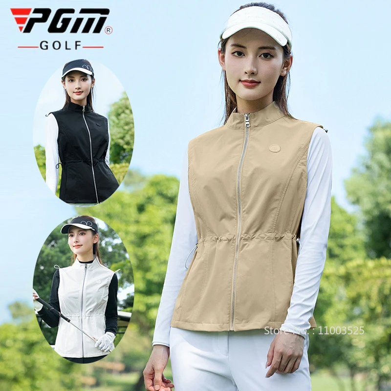 

PGM осенне-зимний жилет для гольфа, женская куртка для гольфа без рукавов с воротником-стойкой, ветрозащитные теплые спортивные ветровки, тонкое пальто для гольфа S-XL