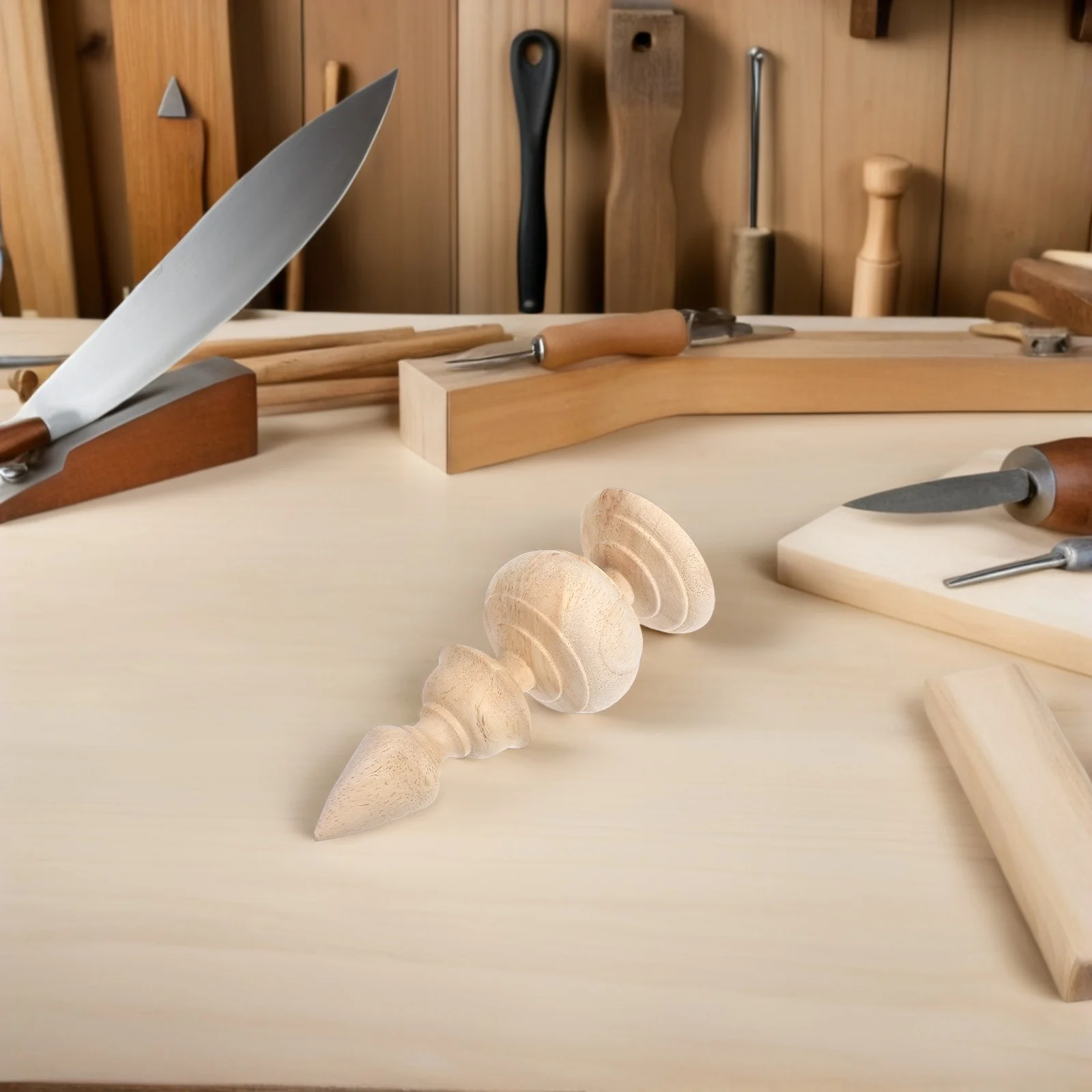 

Retro Wooden Finial 5.8x2.2 Inch Unfinished Solid Hardwood Topper for Bedposts Staircase Balusters Durable Natural Grain Decor