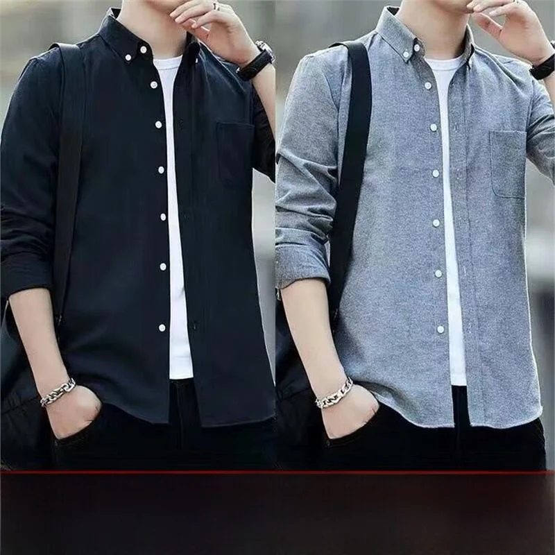 Ultra-Thin Long-Sleeve Oxford Cloth Shirt for Men Casual Lightweight Construction Site Workwear Spring Summer Youth Fashion