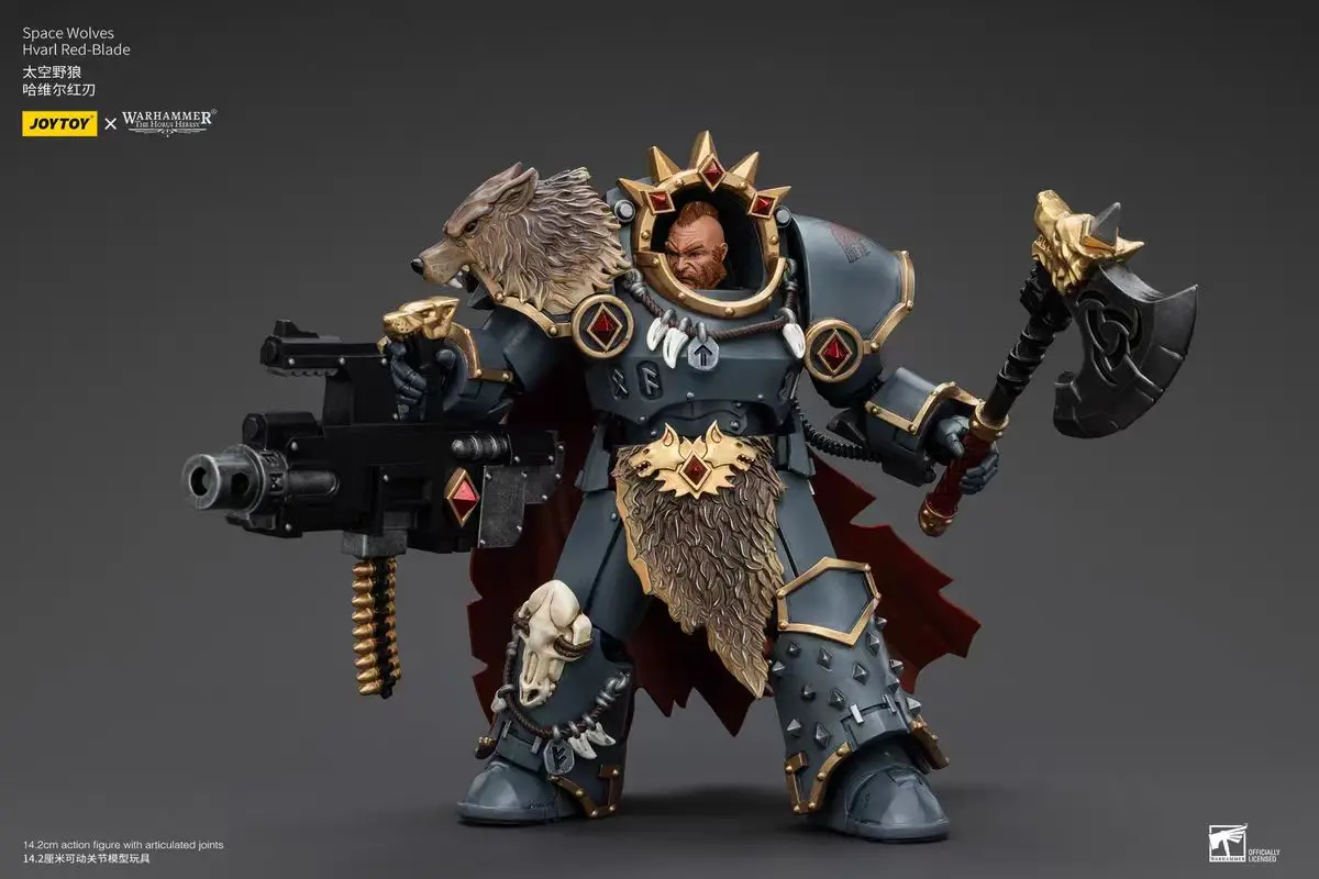 【متوفر 】JOYTOY WARHAMMER 40K Space Wolves Hvarl Red-Blade Legion Praetor 2 قطعة 1/18 ألعاب شخصيات الحركة #3