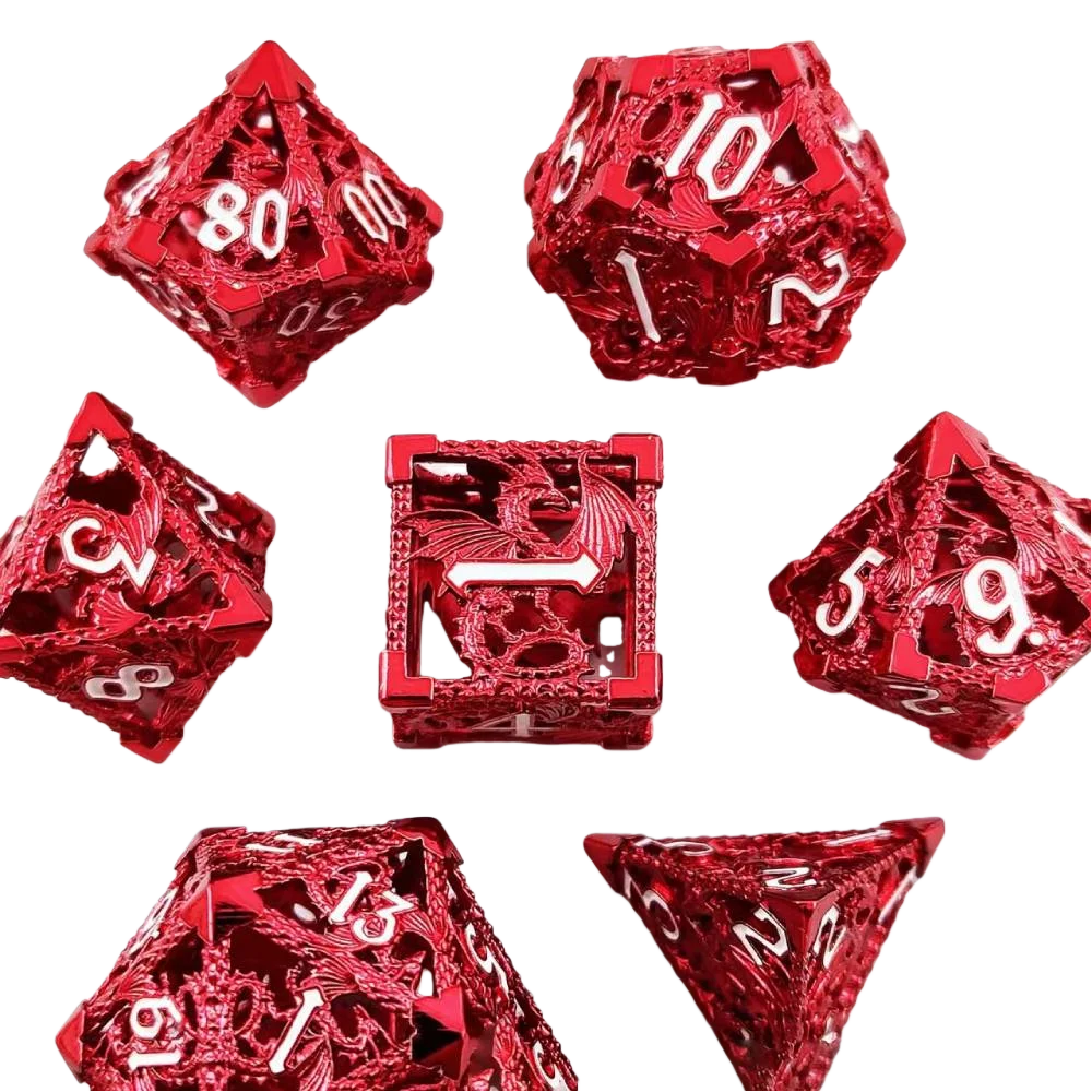 

Hollow Polyhedral Dice Set Metal DND Dices Dragon DND Hollow Metal Dice for Dungeon and Dragons Tabletop Games RPG Dices set