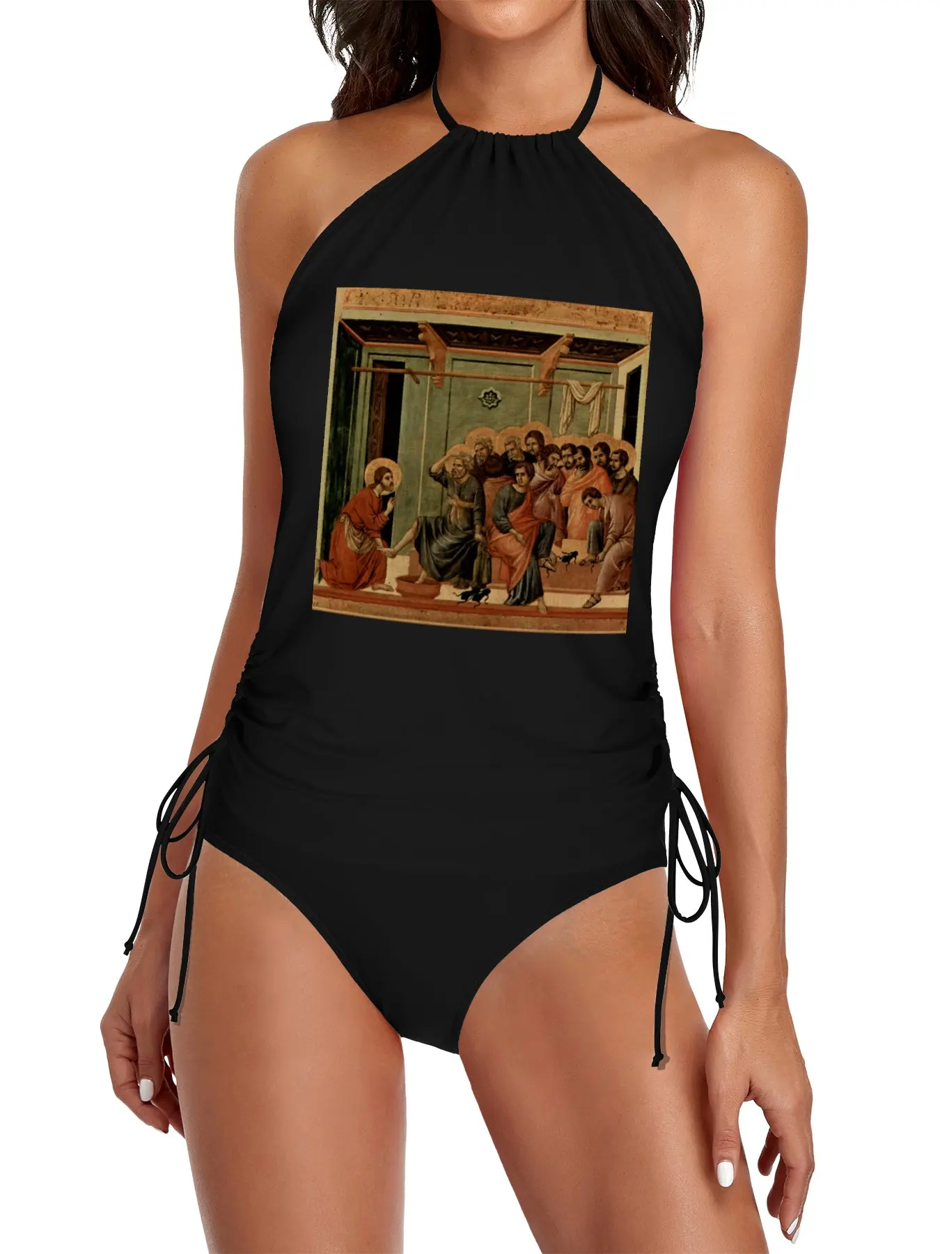

Easter: Jesus Washing of the Feet Split Swimsuit Set swimsuit full women swimsuit bikini set women