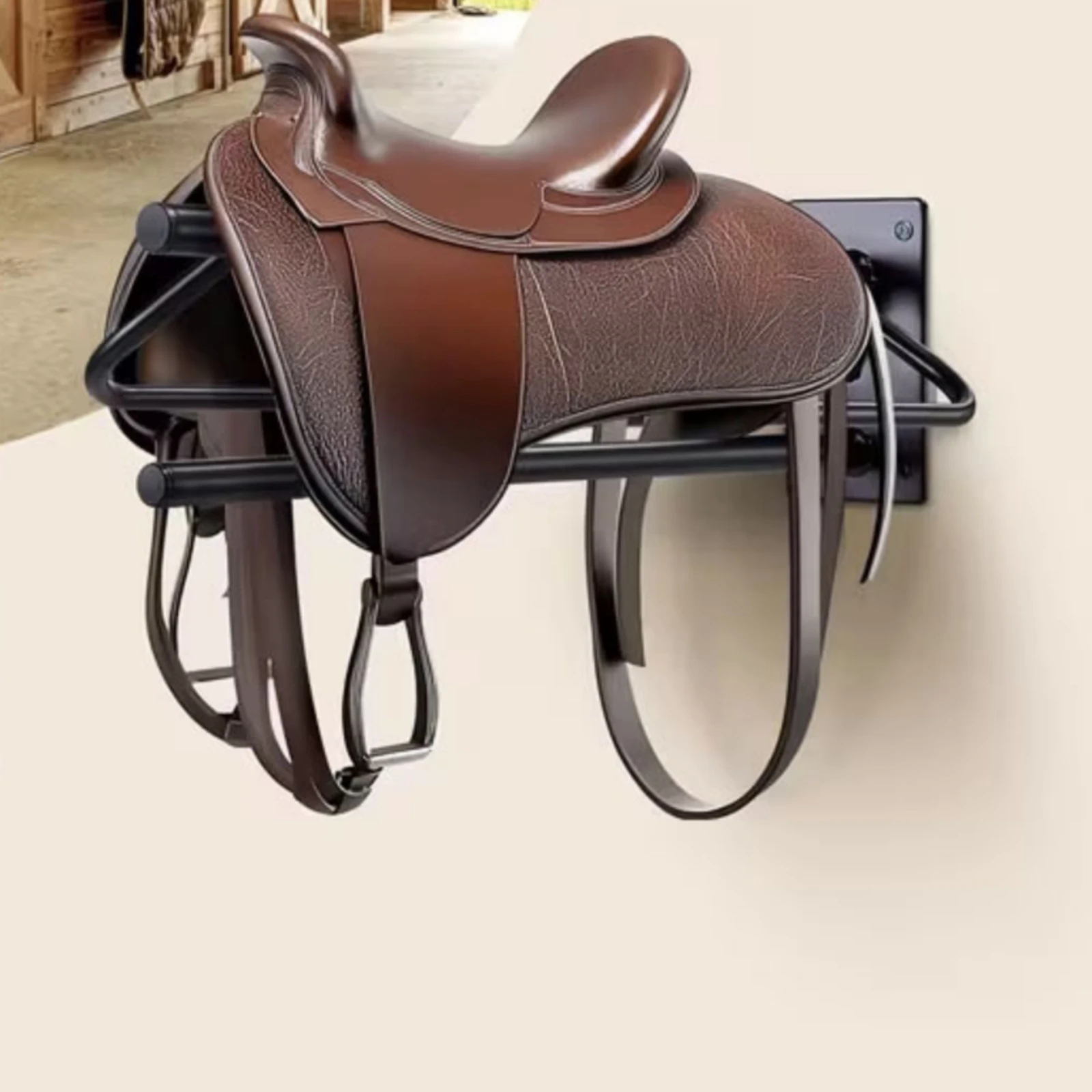 Wall Mounted Saddle Rack Cylindrical Wall Saddle Rack Space-Saving Reinforced for Equestrians, Tack Room, Stable
