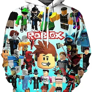 Jogo de desenhos animados Camisola com capuz infantil, pulôver casual esportivo, camisola simples de casal, presente de aniversário ROBLOX Fashion 12 principais vendas blusa do roblox - №4