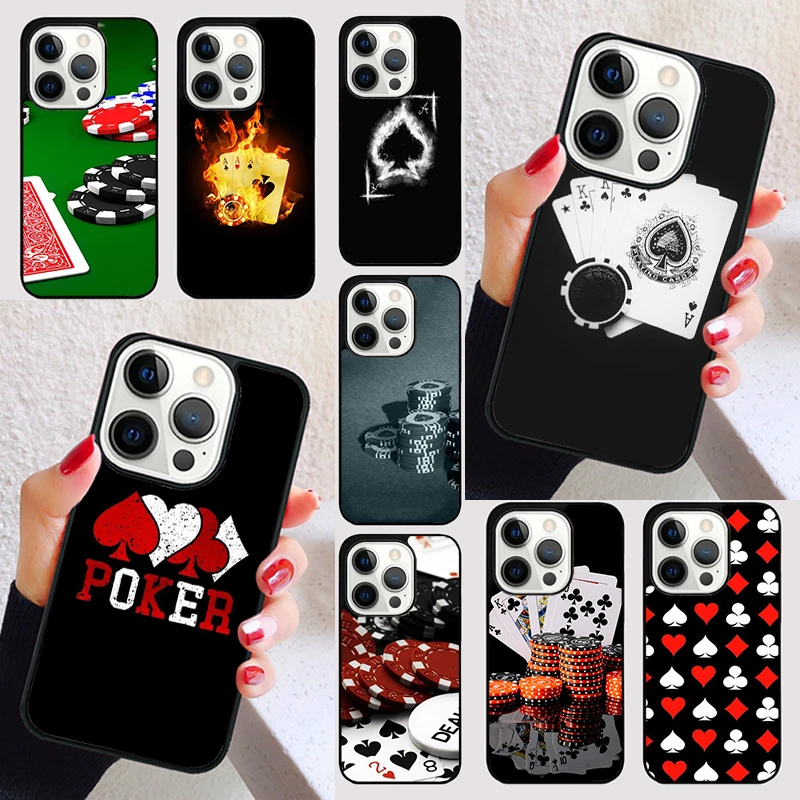 POKER PLAYING CARDS cover For iPhone 15 16 13 12 11 14 Pro Max Mini Max SE 2020 7 8 6S Plus Phone Case