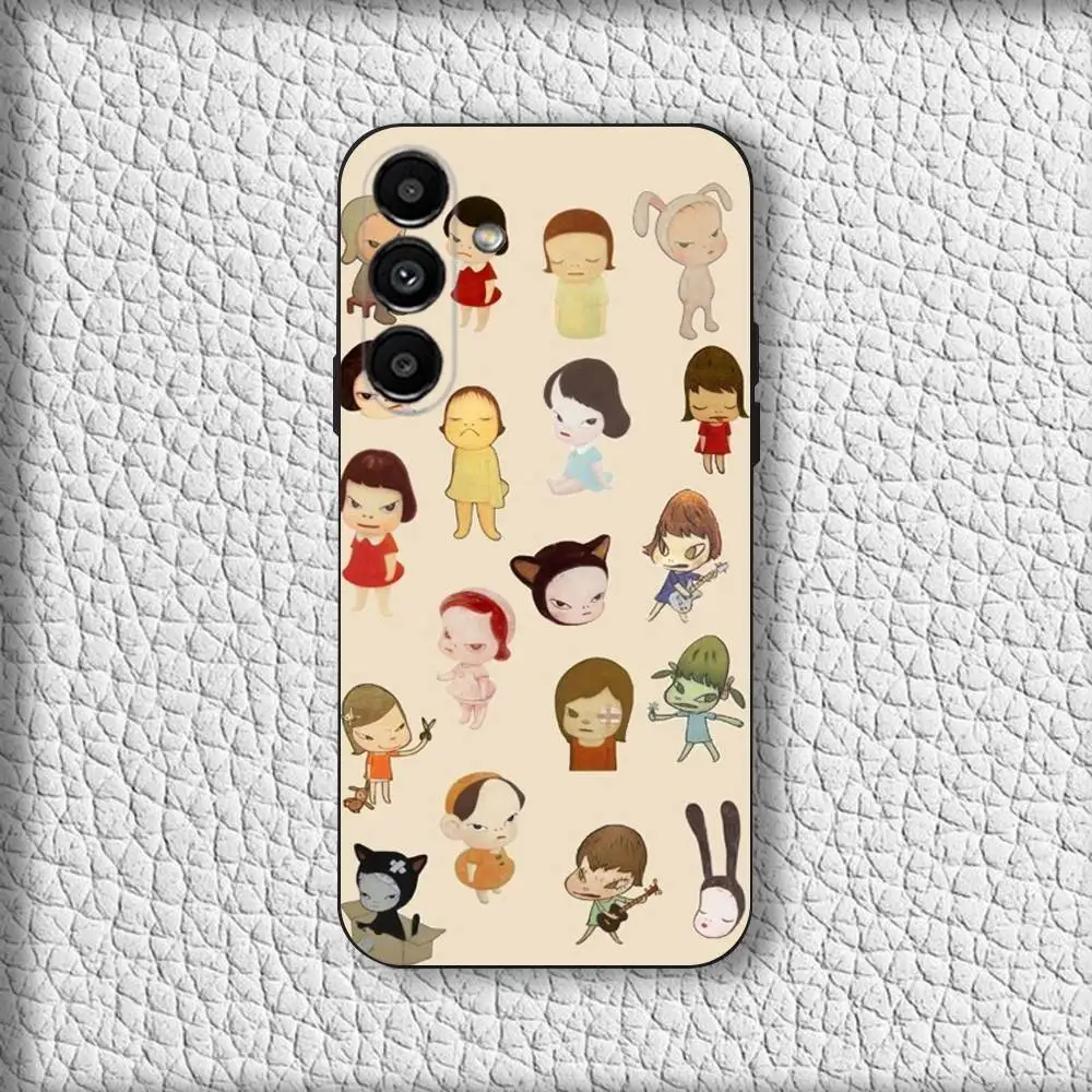 حافظة هاتف Y-Yoshitomos N-Naras لهاتف سامسونج جالاكسي A20، A21s، A22، A31، A32، A52، A53، A72، 733، A80 غطاء أسود ناعم