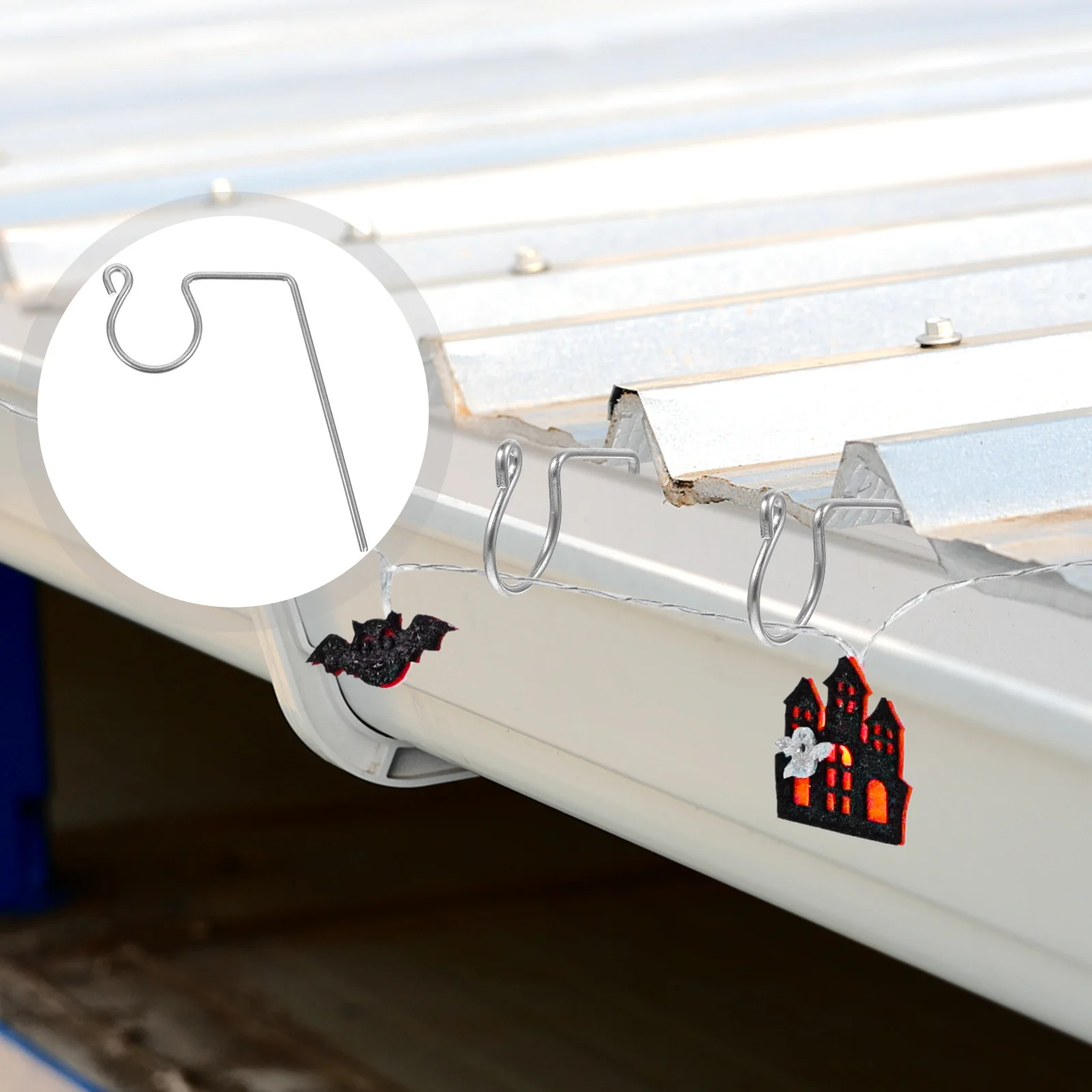 

50Pcs Metal Light Hooks for Gutter Guards Strong Outdoor Hangers for Christmas Lights String Lights Hanging Outdoor Decoration