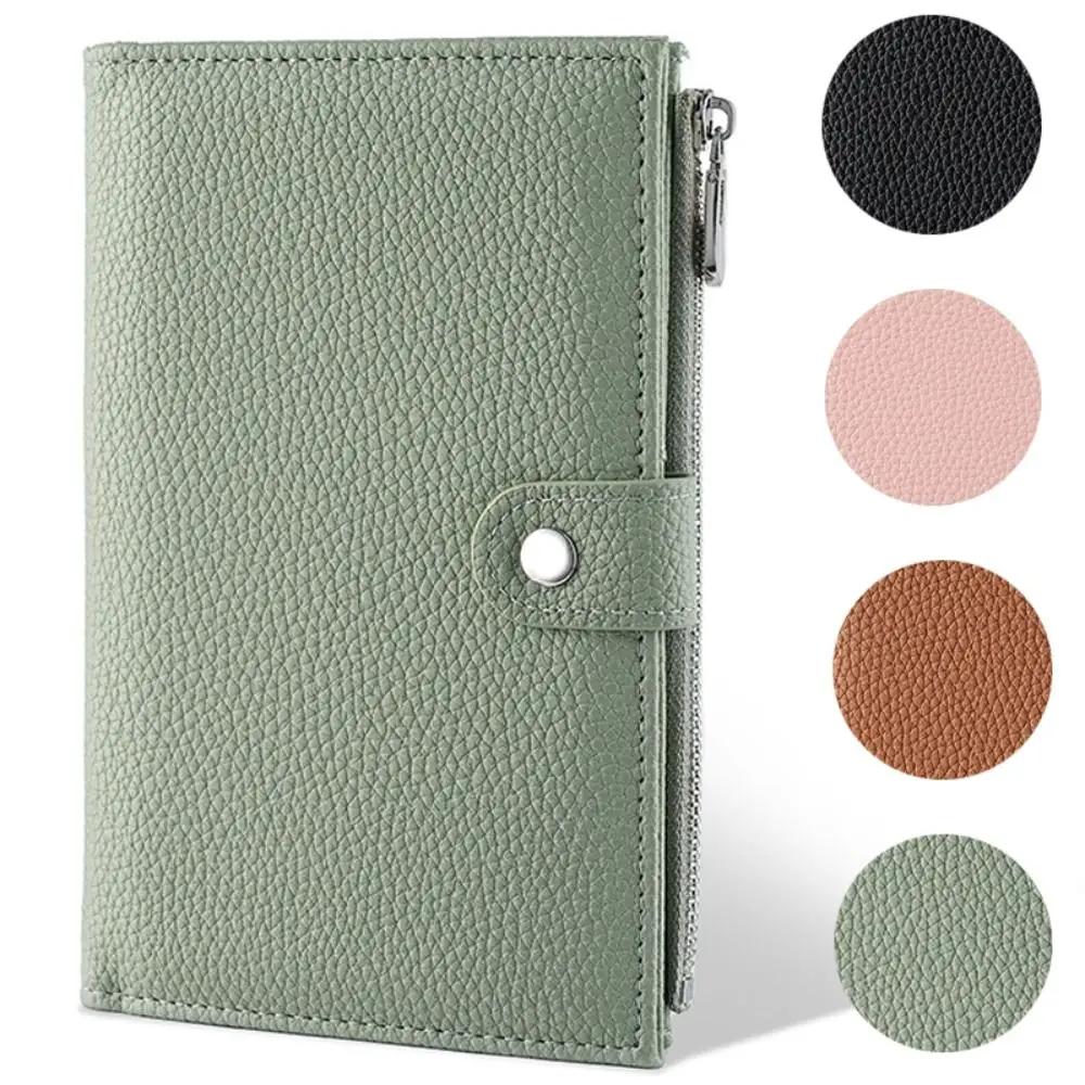 

Zipper Pocket Leather Passport Wallet RFID Blocking Leather Material RFID Blocking Wallet Multiple Slots Travel Wallet