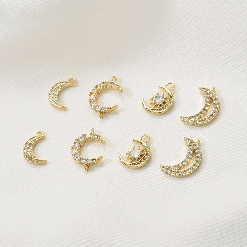 

Медный кулон с позолотой 18 карат под золото, с цирконами, в виде звезды и луны, двойной, для браслетов, ожерелий, серег, аксессуары для украшений DIY