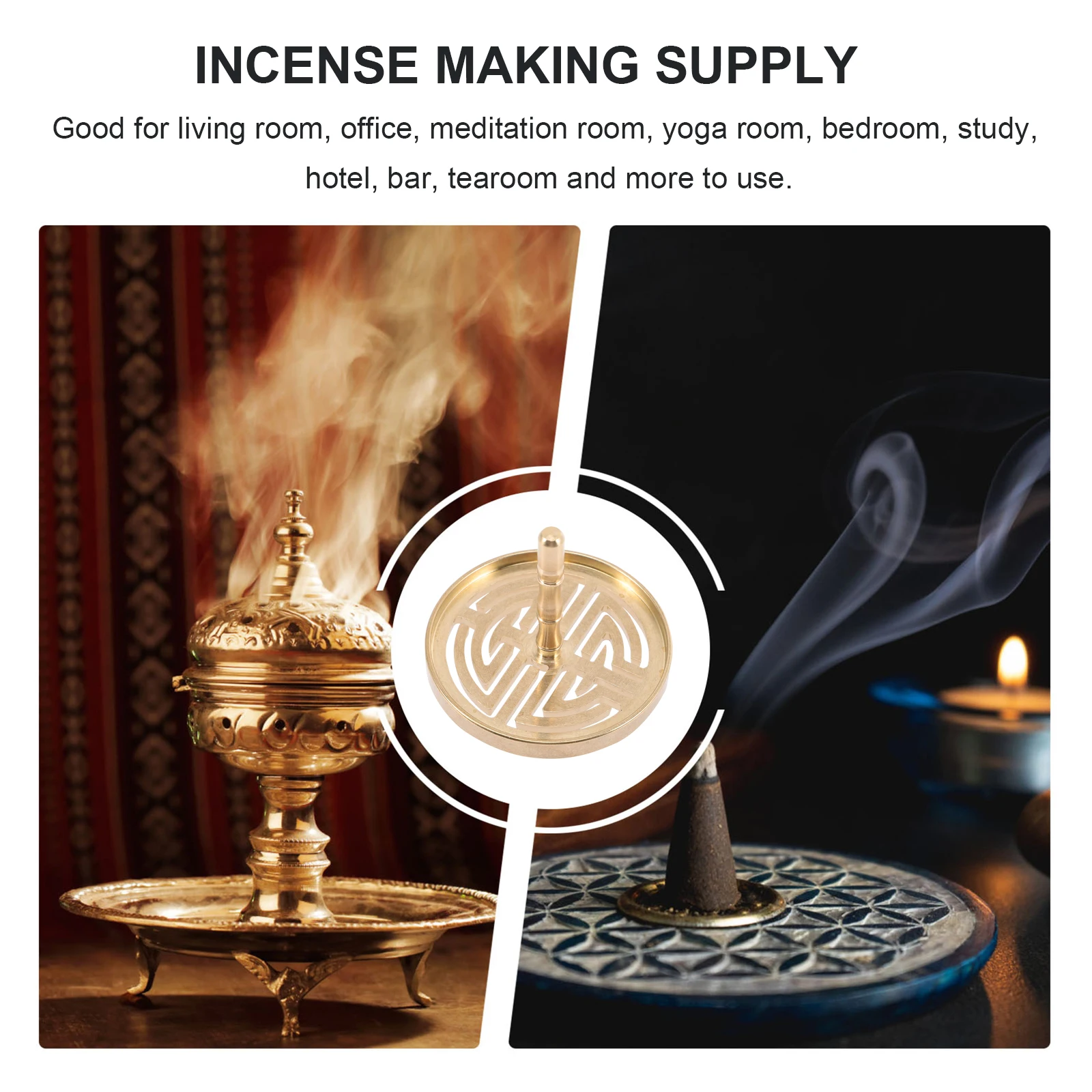 

Copper Incense Press Mold Chinese DIY Ash Flattening Tool for Living Room Office Meditation Yoga Room Incense Supply