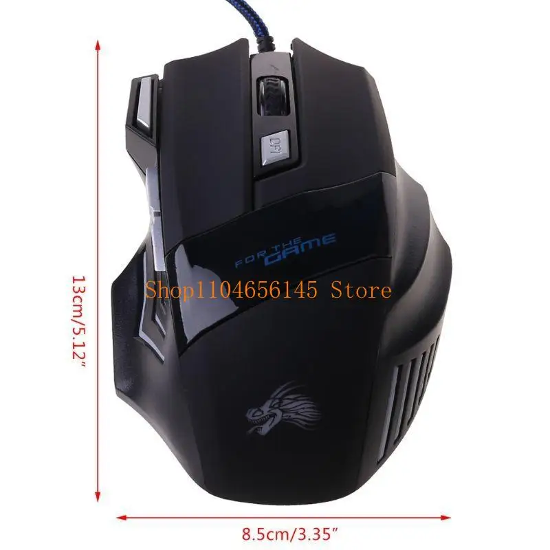 5ASD Professional Gaming Mouse 5500DPI 7 Buttons Mechanical Backlit Silent Sice