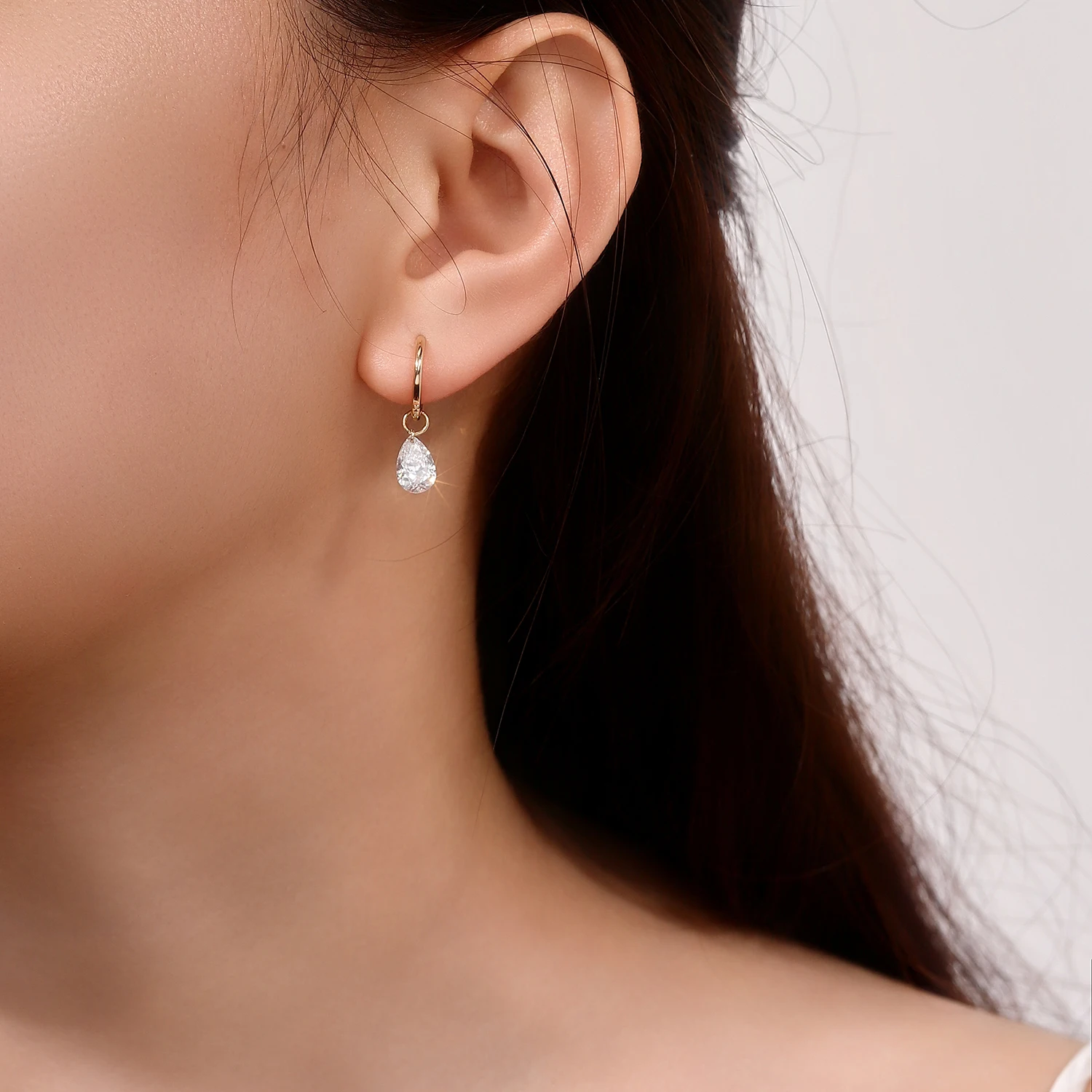 Provence Luxury drop earrings 18KGold Lab Diamonds Trendy Wedding Pear cut Hoop Earrings Fine jewerly for women gift Custom