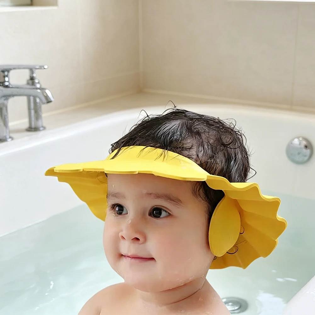 Adjustable Eva Babies Shower Cap Children Shampoo Water Retaining Cap Comfortable Fit Safe Bathing Eyes Ears Protector