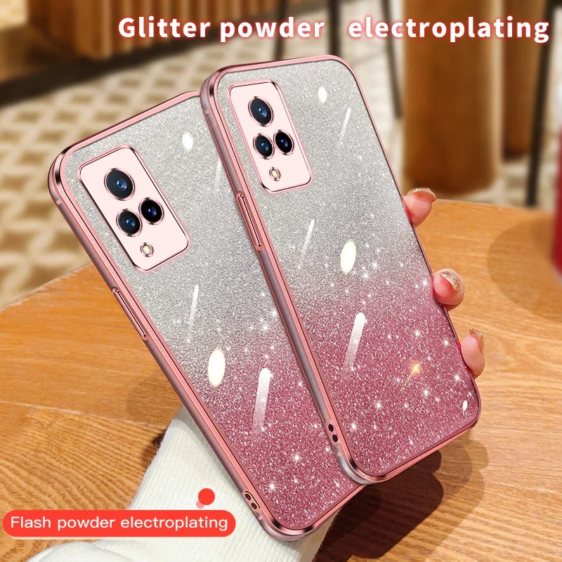 Electroplated Shiny Gradient Glitter Plating Case For vivo V20 V21 V21E V23 V23E V25E V27E V29E Y20 Y30 Y21Coque Soft Back Cover image 4