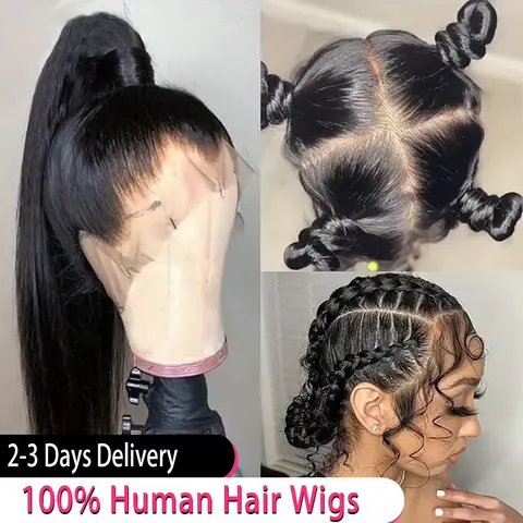 220% Hd Transparent 360 Full Lace Front Wig 40 Inch Pre Plucked Brazilian 13x6 Hd Lace Frontal Wig Bone Straight Human Hair Wigs