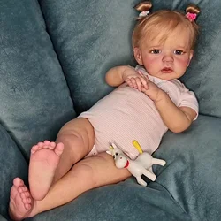 60cm Newborn Toddler Girl Doll Already Painted Finished Lovely Sandie Lifelike Reborn baby Soft Touch 3D Skin Art Doll