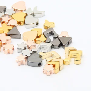 10 pçs/lote grânulos espaçador de aço inoxidável estrela coração borboleta urso contas soltas metal para fazer jóias diy pulseira acessórios 10 principais vendas borboleta metal aplique - №6