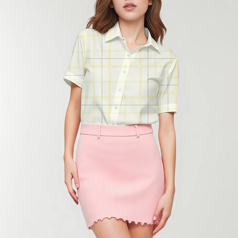 Coffee Shop langzaam damesshirt met normale print en korte mouwen, ademende, comfortabele en casual pasvorm