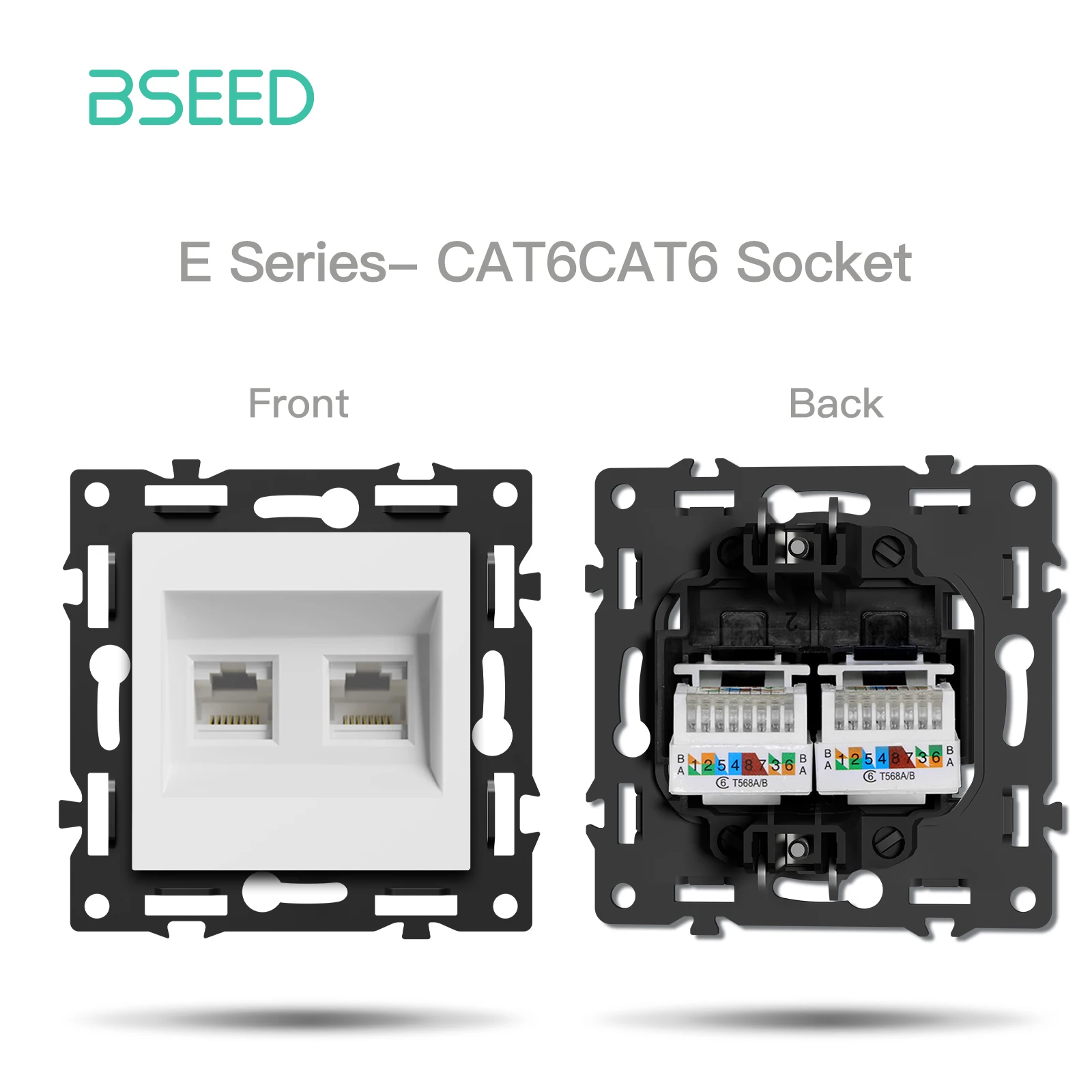Bseed E-Serie 86mm DIY-Module EU FR Typ-C USB-Buchse Dimmer Geschwindigkeitsregler Vorhangschalter ST TV RJ56 CAT6 Kabelausgang Lochteil