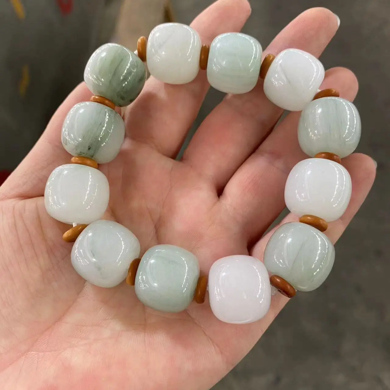 Boutique Jewelry true Jade Handwork Bracelet Natural Tianshan Cui Abacus type Hand String High Precious Bangle Handring
