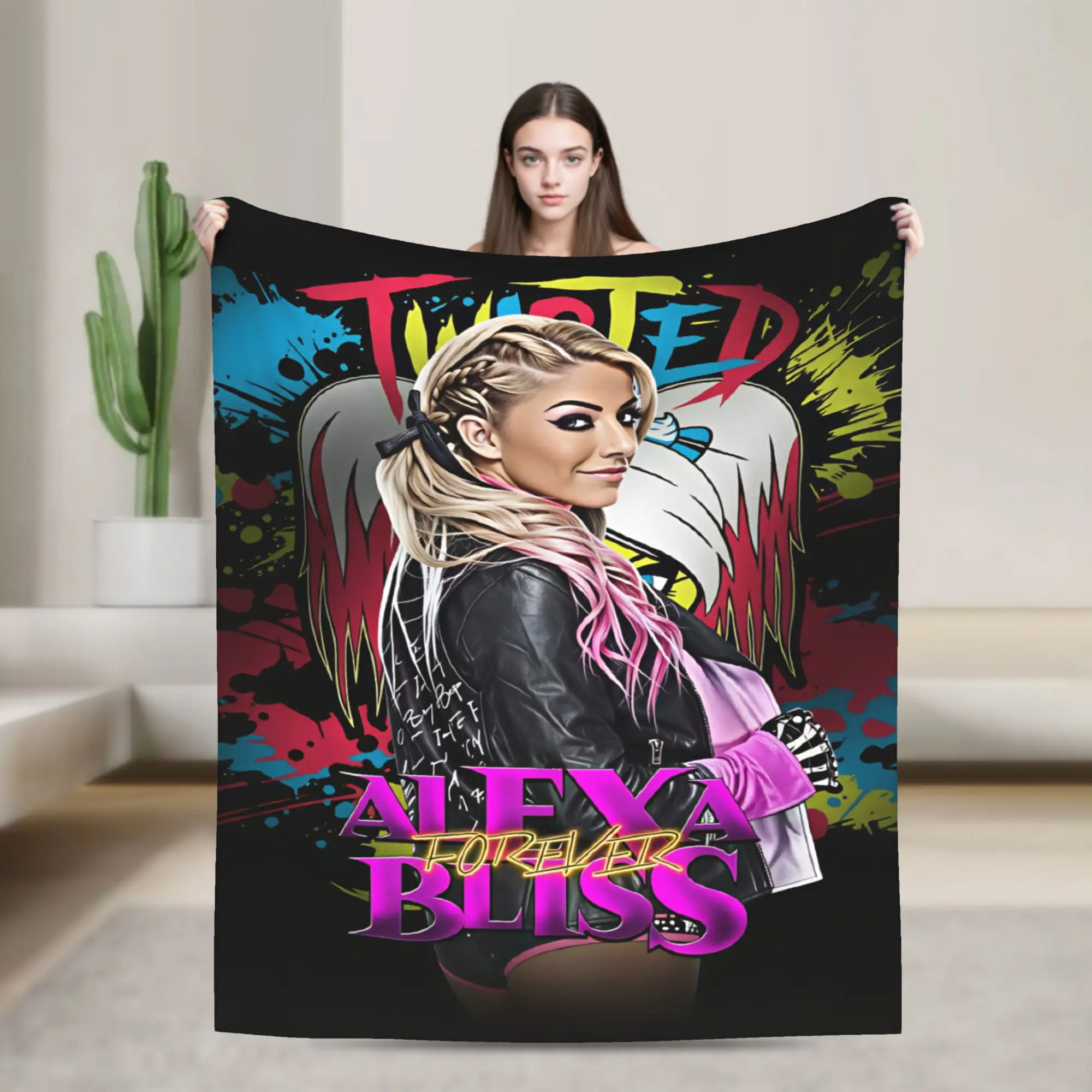 Couverture super douce A-Alexa Bliss, couverture de voyage en peluche pour avion, couverture amusante pour canapé, chaise, couvre-lit en flanelle, couvre-lit pour canapé-lit