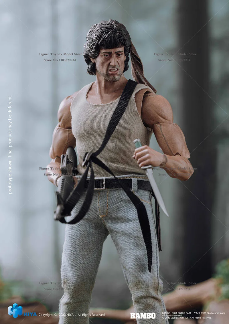 HiYA Tough Guy Movable Action Figure, Mini Modelo de Arma, Soldado Masculino, Conjunto Completo, Requintado Super Série, Rambo, 1:12, 6