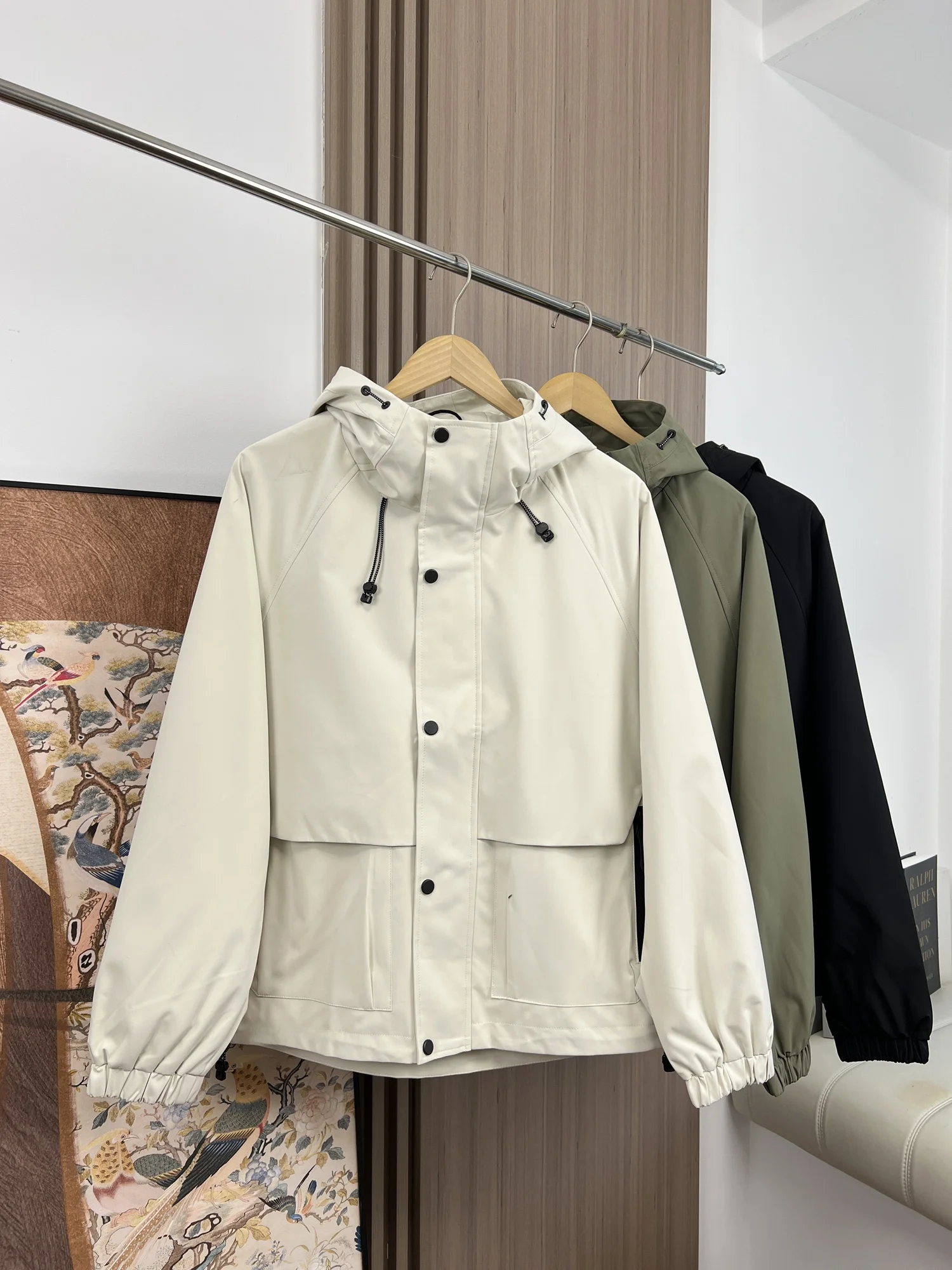 Outdoor Mountain Series Unisex Loose Fit Waterproof Hooded Jacket Casual Style Workwear Spring Collection Hiking Coat