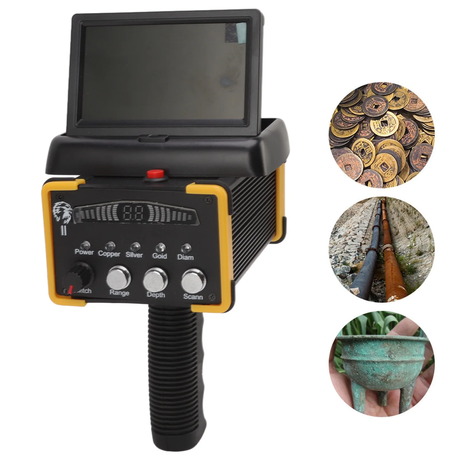 Folding Screen Gold Finder Metal Scanner Device Search Range