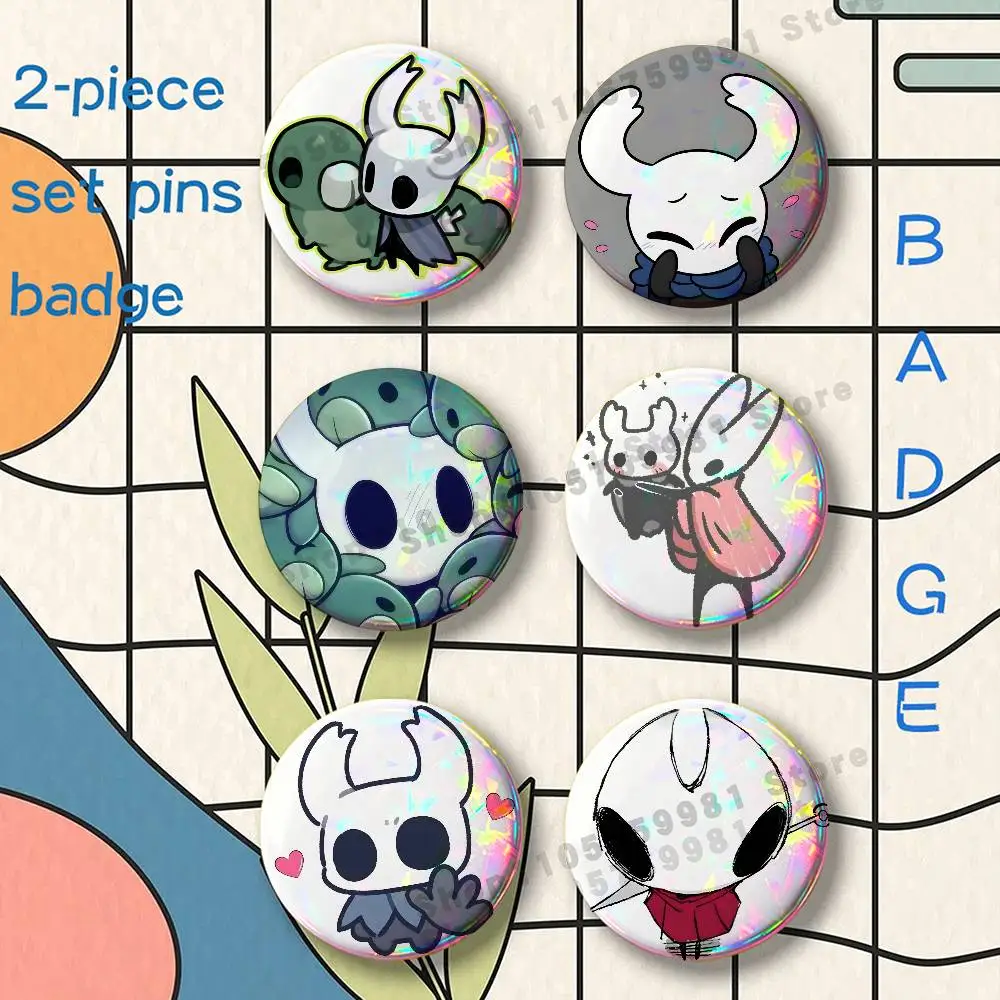 T-The Hollow Knight Brooches for Backpack Accessories 25 32 44 58 75mm Round 2-piece set Free Mix