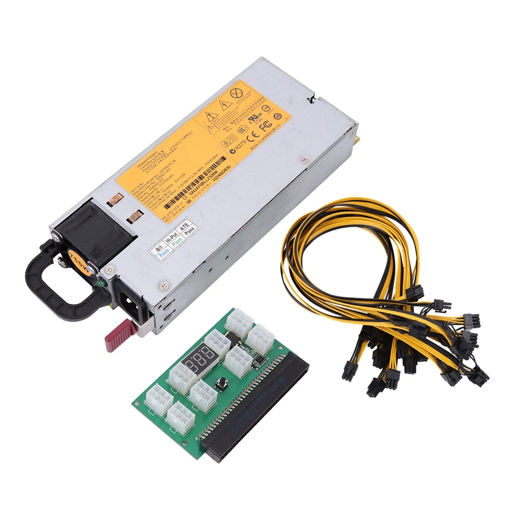 All in One Power Supply with Breakout Board and Power Cable HSTNS-PL18 DPS-750RB A 506821-001 511778-001 Mining PSU