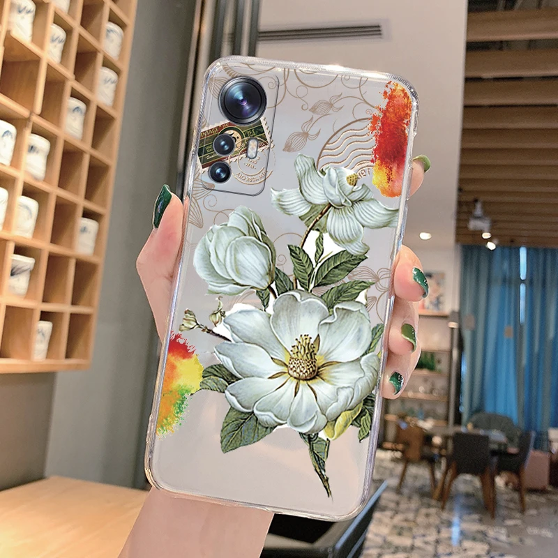 สําหรับ Xiaomi 12 5G 12S กรณีน่ารักดอกไม้แคคตัสทาสีฝาครอบ Fundas ซิลิโคนนุ่มสําหรับ Xiaomi 12 Lite 12X Mi 12 กันชน