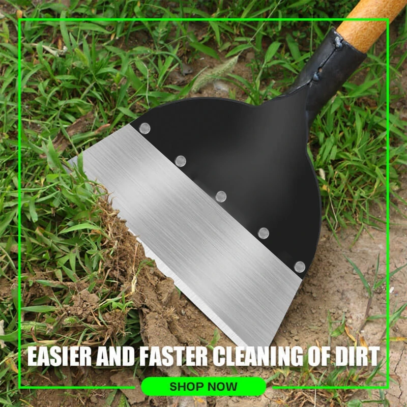 

Cleaning Shovel Head Stainless Steel Flat Shovel Multi-Functional Outdoor Garden Weeding Deicing Remove Farm Manure Shovel Tool