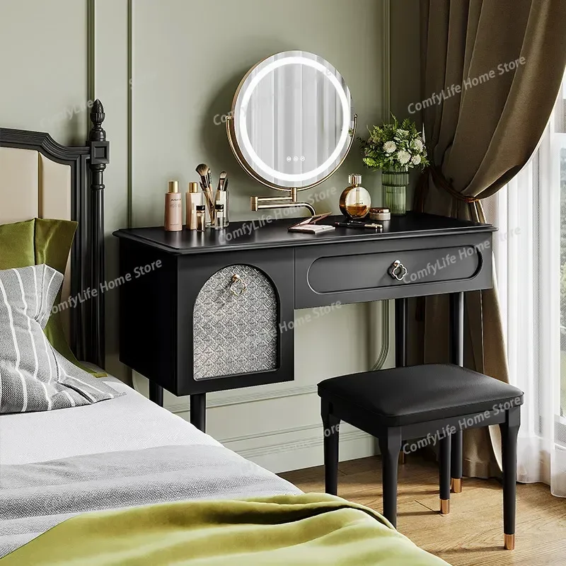 

Vintage Makeup Vanity Tables with Lighted Mirror Desk Drawer Storage Cabinet Dressers Mirror Dressing Table Bedroom Furniture