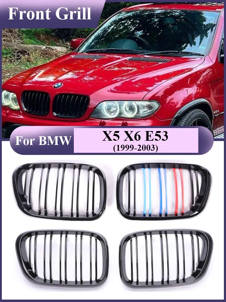 

Intake Lower Front Bumper Kidney Carbon Fiber M Color Grille for BMW E53 X5 X6 1999-2004 Gloss Black Grills Parts Car Styling