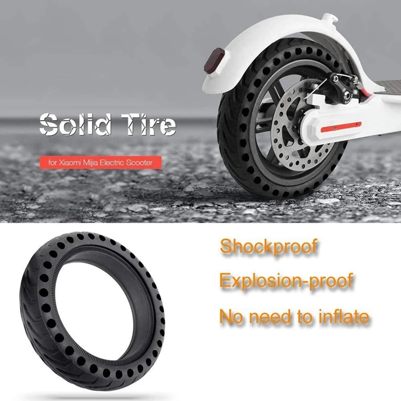 Solid Tire For Xiaomi M365 Electric Scooter Tyre, 8.5 Inches Shock Absorber Non-Pneumatic Rubber Tyre Wheel With Crowbar