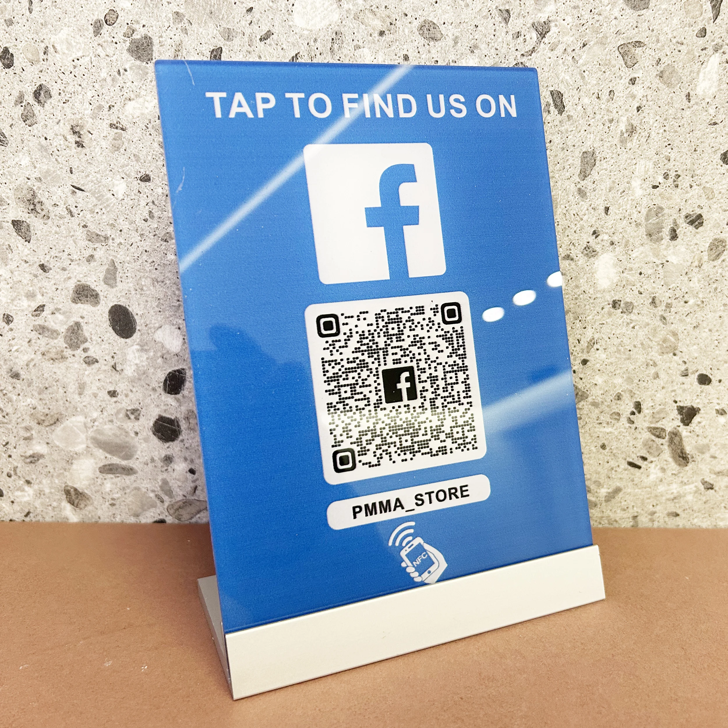 NFC Induction Acrylic Facebook QR Code Sign Customized Social Media Board