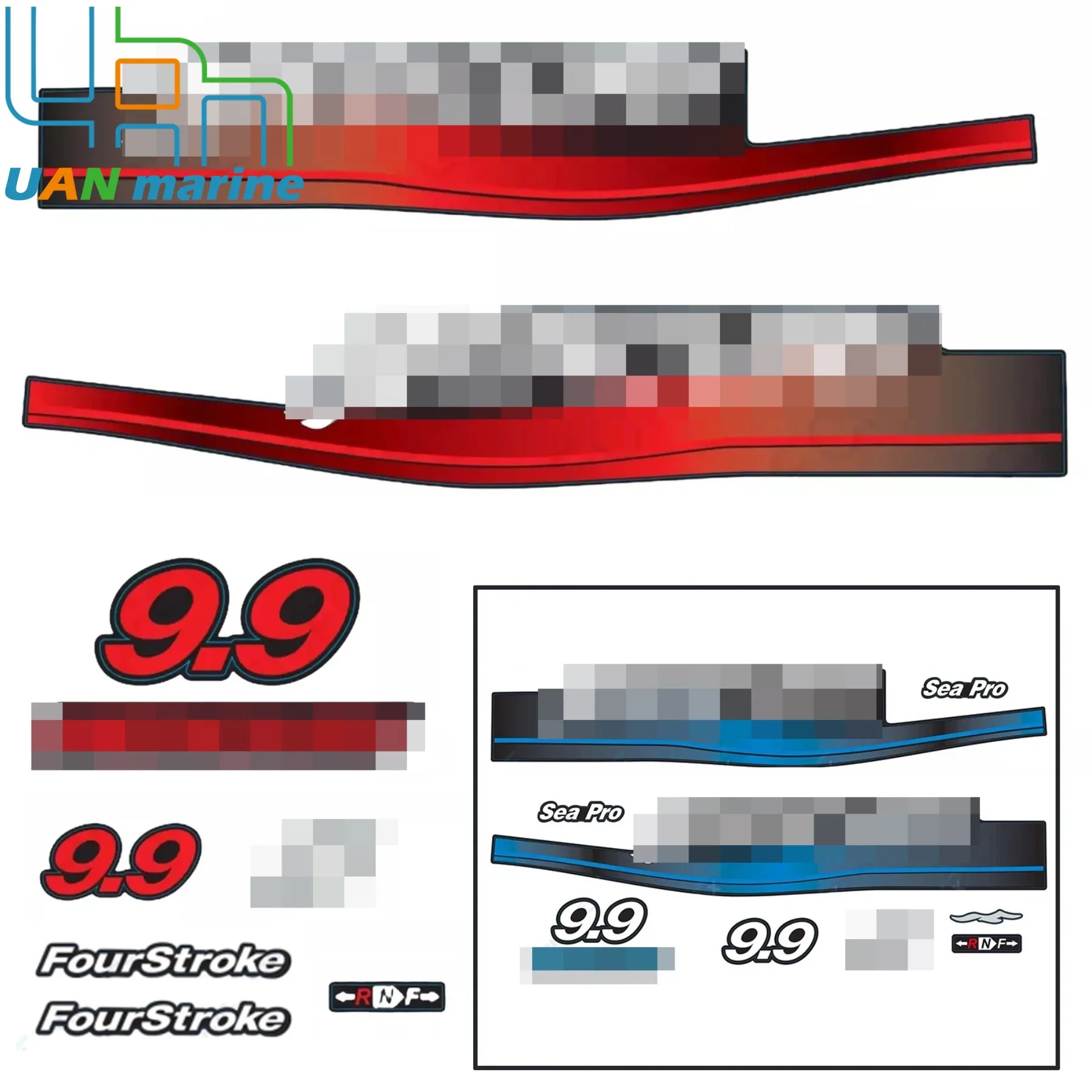 

Набор наклеек подходит для 4-тактного подвесного двигателя Mercury 9,9 л.с., комплект наклеек синего или красного цвета 9,9 99-06, доступны все модели