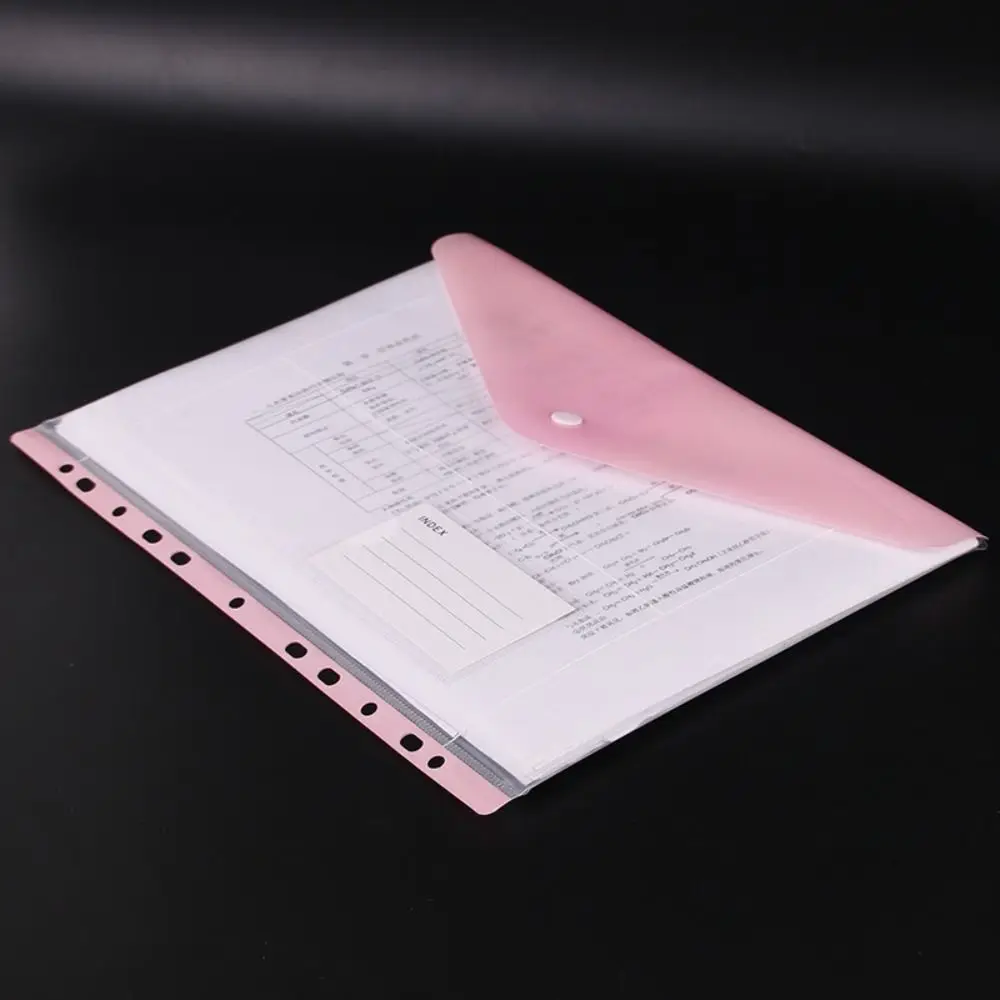 

6 pcs Colorful Plastic Binder Folders A4 Clear Punched Pockets Snap Closure 11 Holes Label Loose-Leaf School