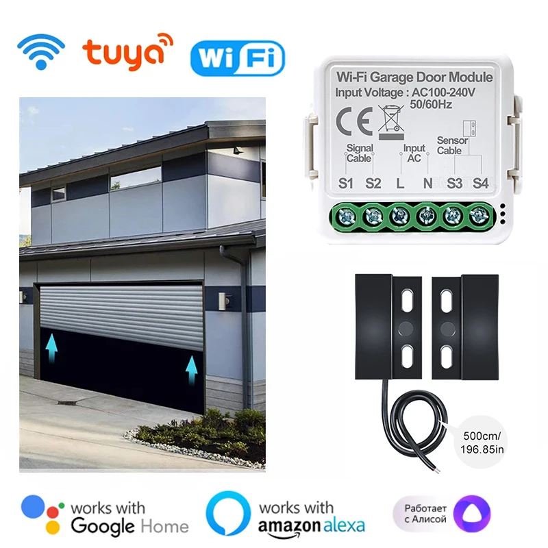 Tuya WiFi Switch Smart Garage Door Opener Controller Smart Life Remote Voice Control Work with Alexa Google Home Yandex Alice