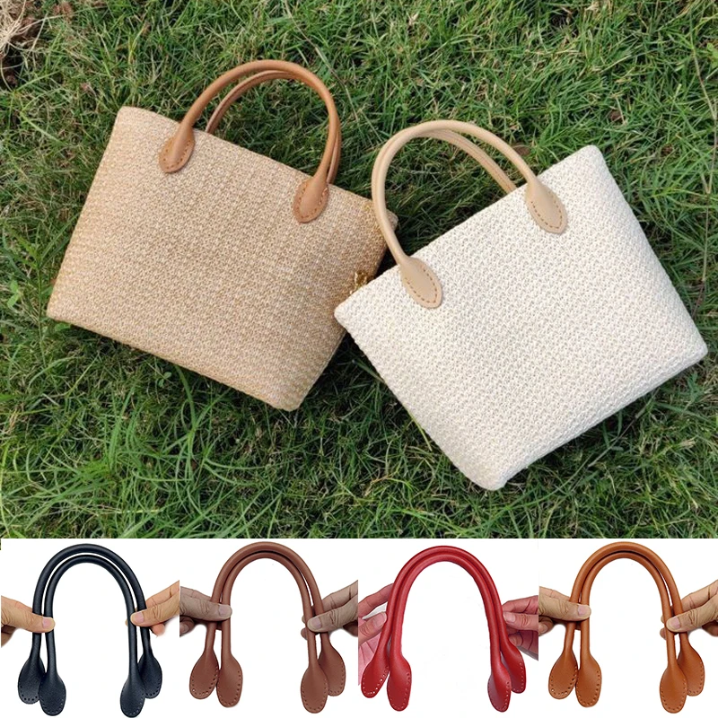 2pcs PU Leather Handbag Handle 42cm Bag Handles DIY Replacement Bag Accessories Detachable Lady Shoulder Bag Strap Purse Belts