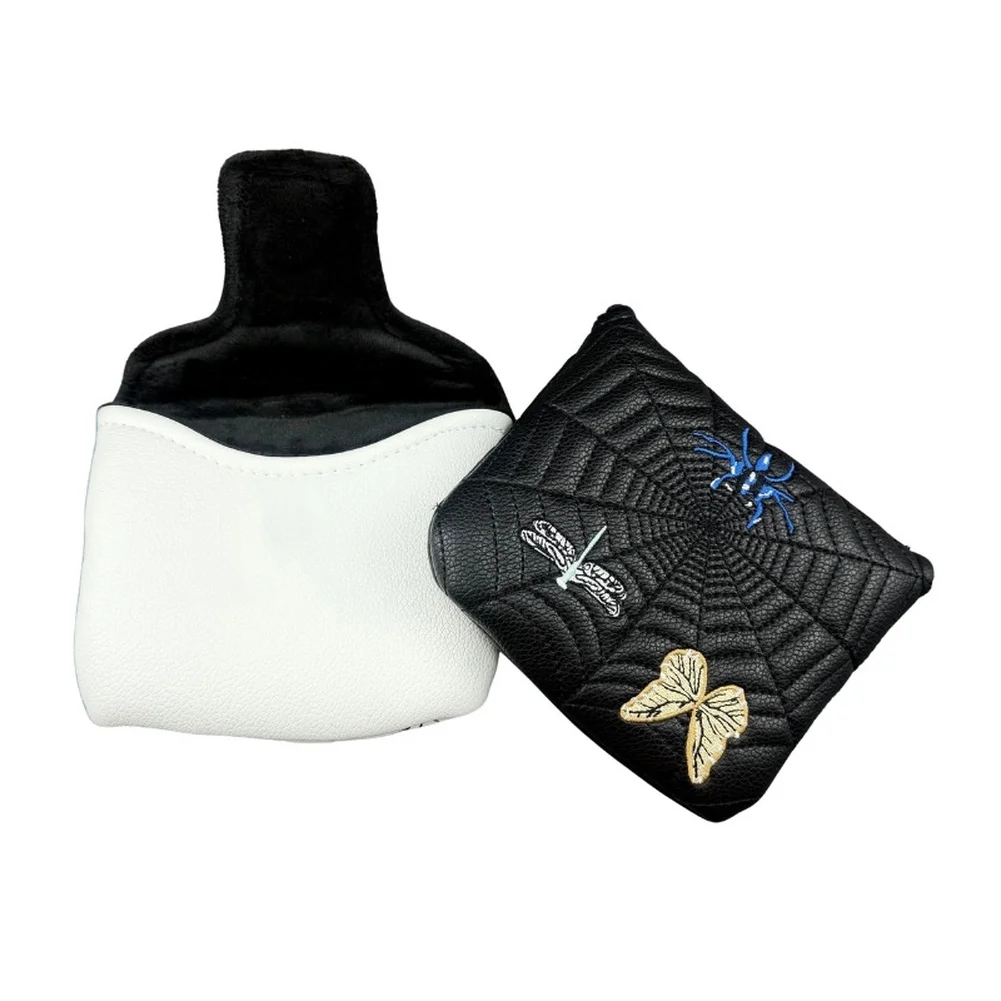 Embroidery Magnetic Golf Putter Headcover Square Cap Black White Arachnid Golf Cue Protector Cover Golf Accessories